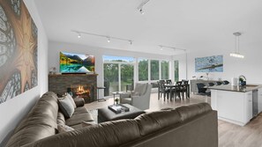 TV, fireplace, video games