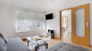 Fernseher, DVD-Player, Tischtennisplatte