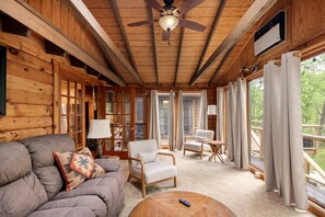 Télévision, cheminée, livres