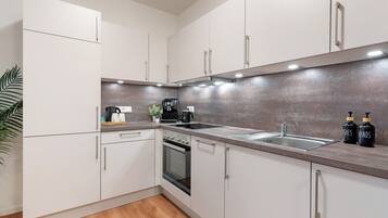 Fridge, oven, stovetop, dishwasher