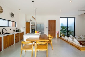 Luxury Villa, 3 Bedrooms, Private Pool | Private kitchen | Full-sized fridge, microwave, stovetop, coffee/tea maker - Casa Riva by GORO (Canggu)