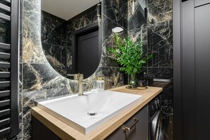 Shower, hair dryer, towels - Lumina luxury apartment with garden (Łódź)