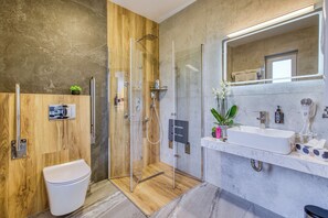 Deluxe Room, Non Smoking, Private Bathroom | Bathroom | Shower, hair dryer, towels, soap