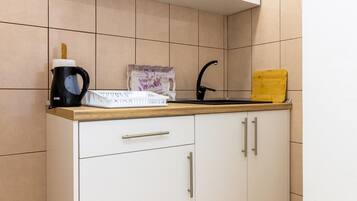 Fridge, stovetop, cookware/dishes/utensils