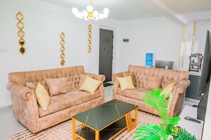 Deluxe Apartment, City View | Living area | TV - Lulu Homes at Goldpark (Nairobi)