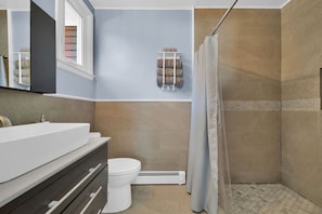 Hair dryer, towels