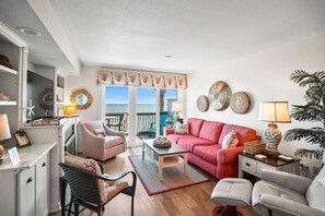 Condo, Multiple Beds, Kitchen, Ocean View | Living area - 630 New Haven - Dolphin Pointe (Fripp Island)