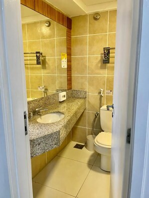 Ducha, toallas, jabón, papel higiénico