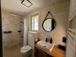 Shower, hair dryer, towels, soap - Fewo Seilschaft im Hillehof Ostrau Traumhafte Aussicht und Großer Garten (Bad Schandau)