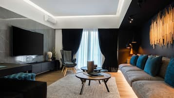 DVD player, music library, stereo
