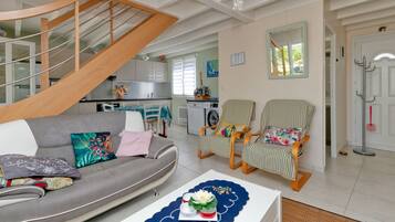 Télévision, cheminée, lecteur de DVD, chaßne hi-fi