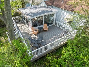 Outdoor dining - Beachside Bliss: Steps to Beach + Hot Tub (Michigan City)