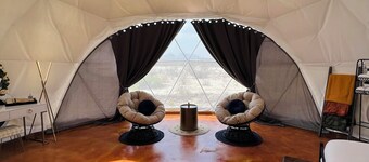 Southern Boho inspired Geodesic Dome nestled up next to Big Bend National Park.