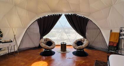 Southern Boho inspired Geodesic Dome nestled up next to Big Bend National Park.
