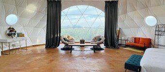 Southern Boho inspired Geodesic Dome nestled up next to Big Bend National Park.