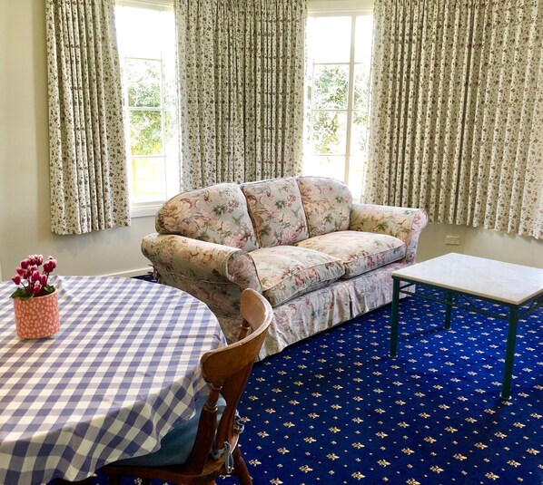 Premium-huoneisto, 1 makuuhuone, keittiö | Oleskelualue