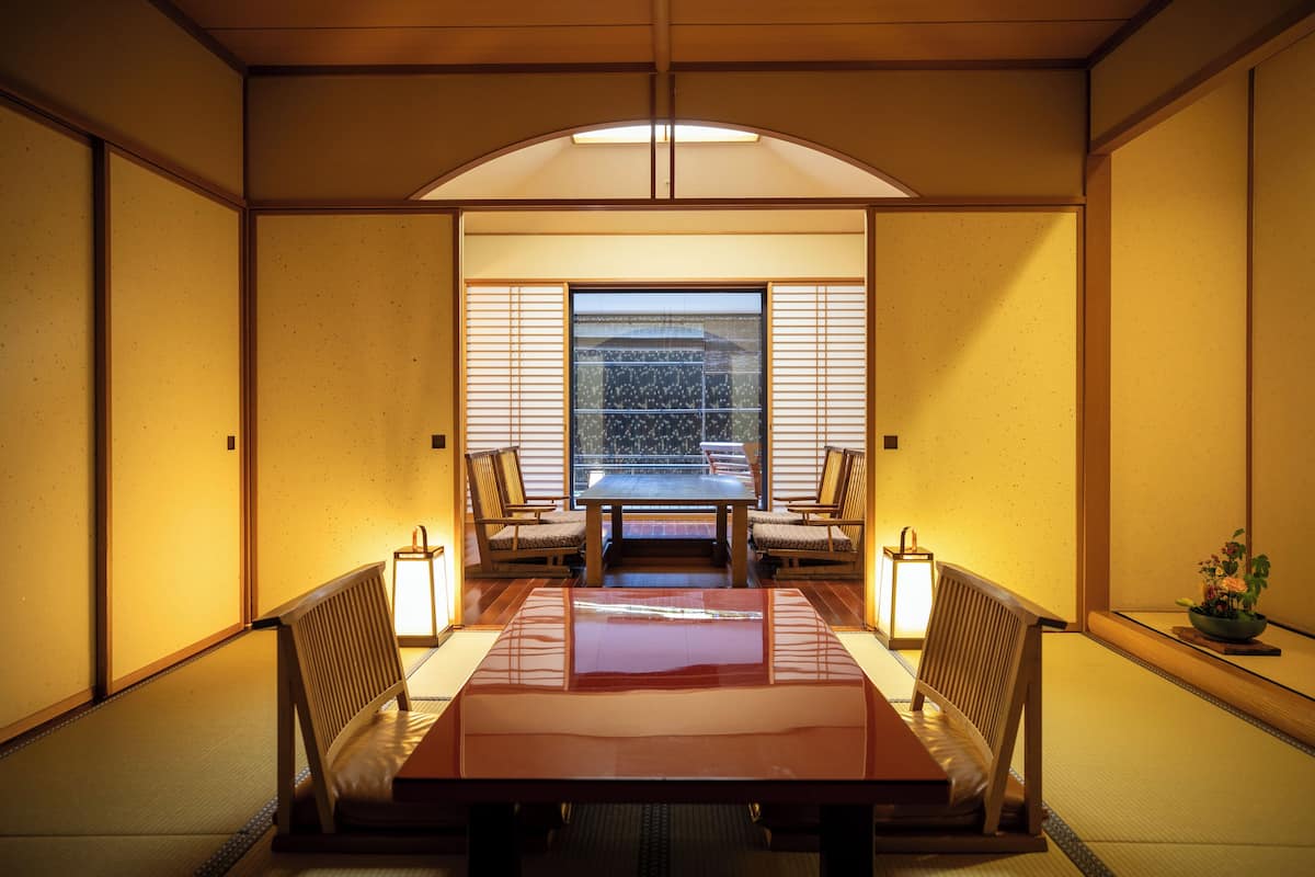 Zimmer im japanischen Stil, Nichtraucher (with open-air-bath typeB1) | 1 Schlafzimmer, Daunenbettdecken, Zimmersafe, Bügeleisen/Bügelbrett