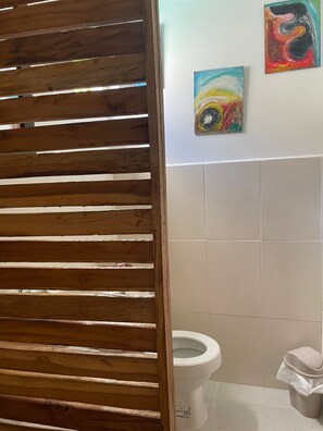 Dusche, Handtücher, Seife, Toilettenpapier