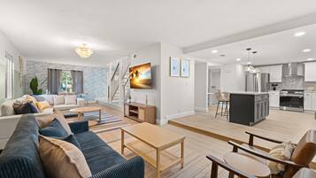 TV, foosball, offices