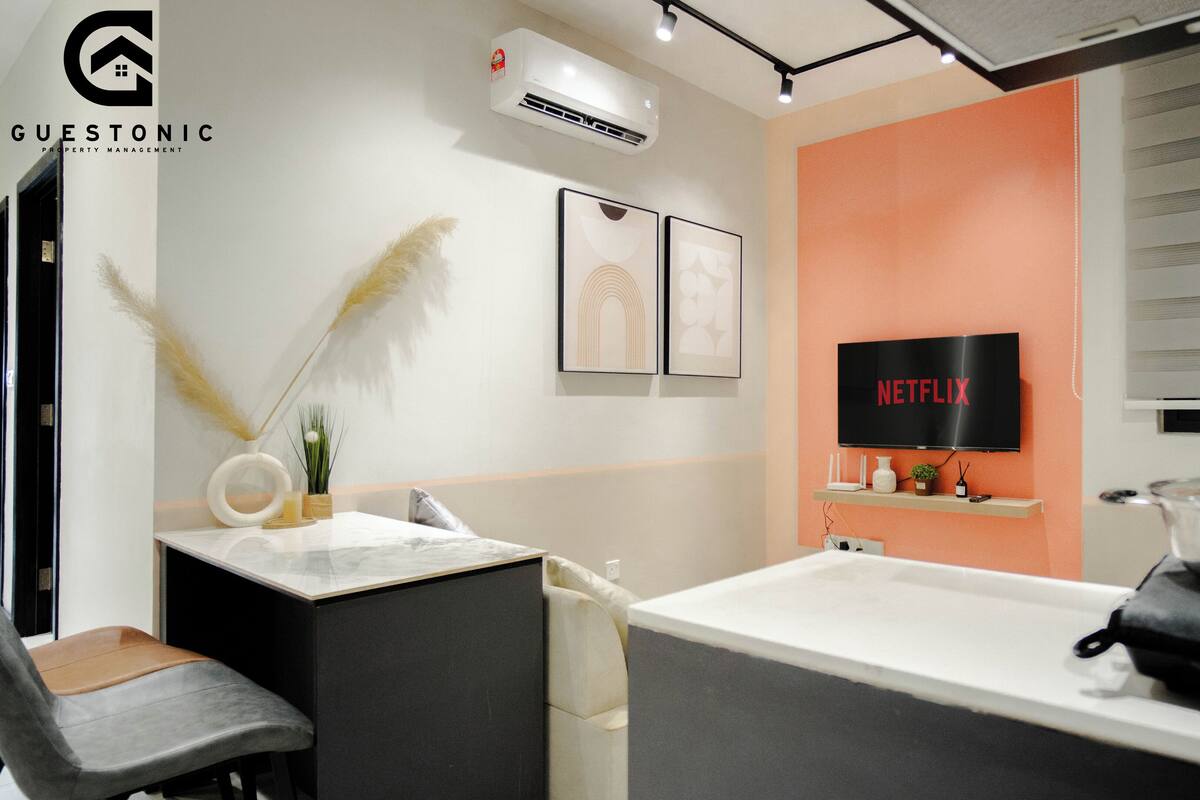 Individually decorated, individually furnished, desk, iron/ironing board