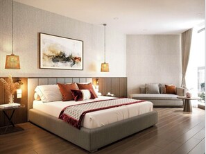 Chambre exécutive double pour 1 personne, 1 chambre, vue sur la baie, face à la mer | Draps en coton égyptien, literie de qualité, couette en duvet