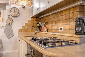 Apartment | Private kitchen | Full-size fridge, microwave, oven, stovetop