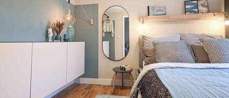 1 bedroom, iron/ironing board, travel crib, free WiFi