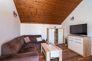 Apartment (One Bedroom Apartment with Terrace) | Living room | 32-inch flat-screen TV with cable channels - Apartment Dorica (Dubrovnik)