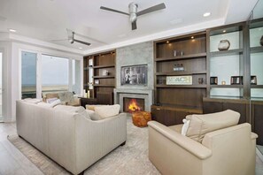 Smart TV, fireplace, offices - 204 E Oceanfront B | Beachfront Bliss • Rooftop + Ocean Views (Newport Beach)
