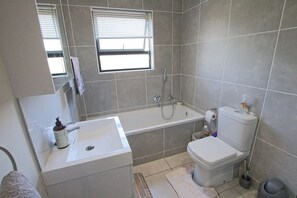 Shower, towels, soap, shampoo