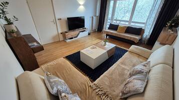 Televisión, videojuegos, mesa de ping pong, estéreo