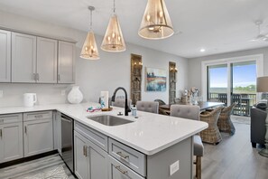 Fridge, microwave, oven, stovetop - Coastal Chic Condo with Pool & Balcony (Gulf Shore)