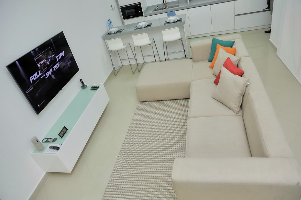 65-inch Smart TV with cable channels, Netflix, pay films