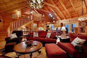 Una Smart TV, una chimenea, un futbolín