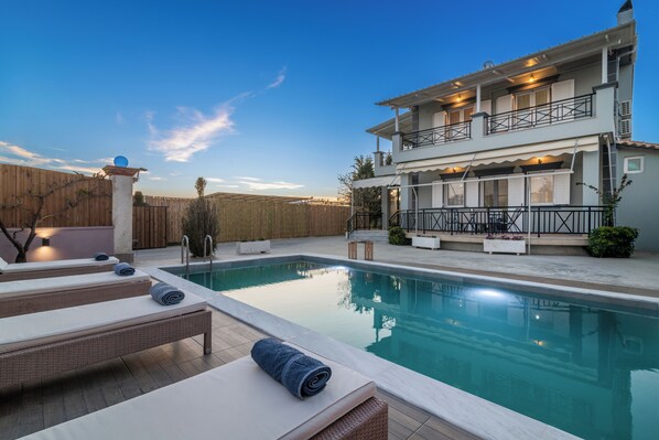 Front of property – evening/night - Irene villa (Zakynthos)