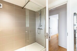 Shower, eco-friendly toiletries, hair dryer, soap