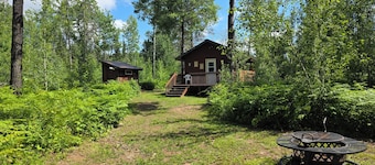 Cozy one room cabin and outhouse tucked in the woods with your own private site.