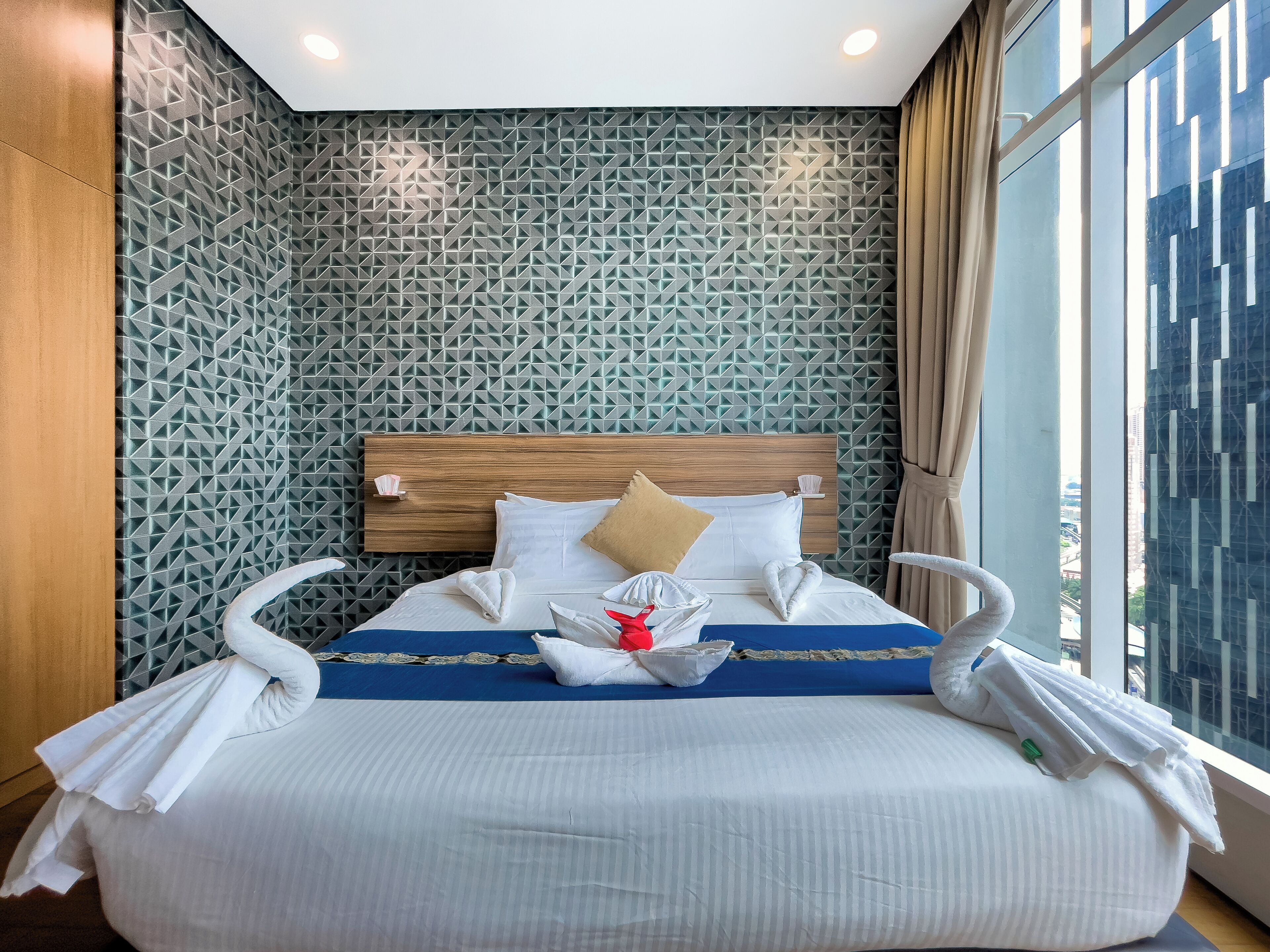 Individually decorated, individually furnished, desk, laptop workspace