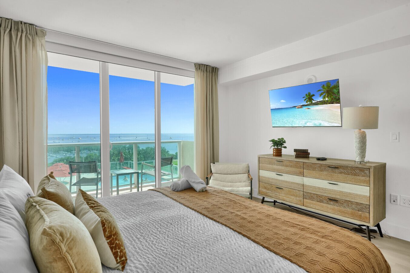 1 bedroom, desk, iron/ironing board, travel crib