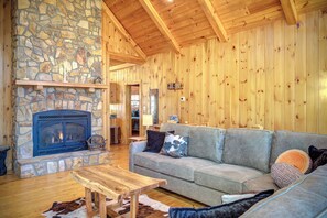 Smart TV, fireplace, video games, table football - Mountain Cabin w/Hot Tub, Views, Fireplace, Game Room, Firepit, & Pool table  (Banner Elk)