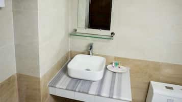 Deluxe Triple Room, Lake View | Bathroom | Shower, rainfall showerhead, designer toiletries, hair dryer