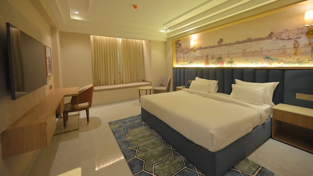 Deluxe Double Room, Garden View | Frette Italian sheets, premium bedding, down duvets, memory-foam beds - Orchid Heritage  (Mathura)