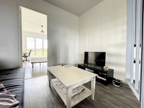 33-inch flat-screen TV with cable channels