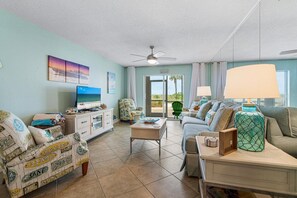 TV, DVD player - Island Beach Club 2 - Condo 2 Bedroom / 1.5 Bath ground level gulf front , maximum occupancy of 4 people. (Holmes Beach)