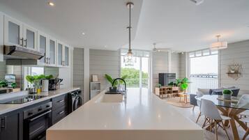 Fridge, microwave, stovetop, dishwasher