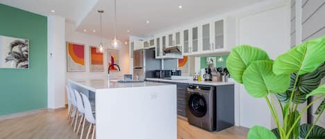 Kühlschrank, Mikrowelle, Herdplatte, Geschirrspüler