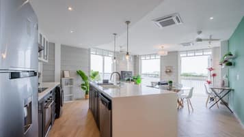 Fridge, microwave, stovetop, dishwasher