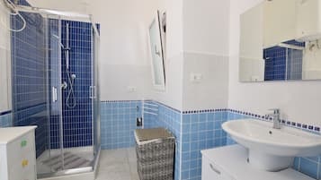 Villa, Sea View | Bathroom | Shower, hair dryer, towels