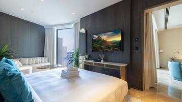 1 bedroom, desk, iron/ironing board, travel cot