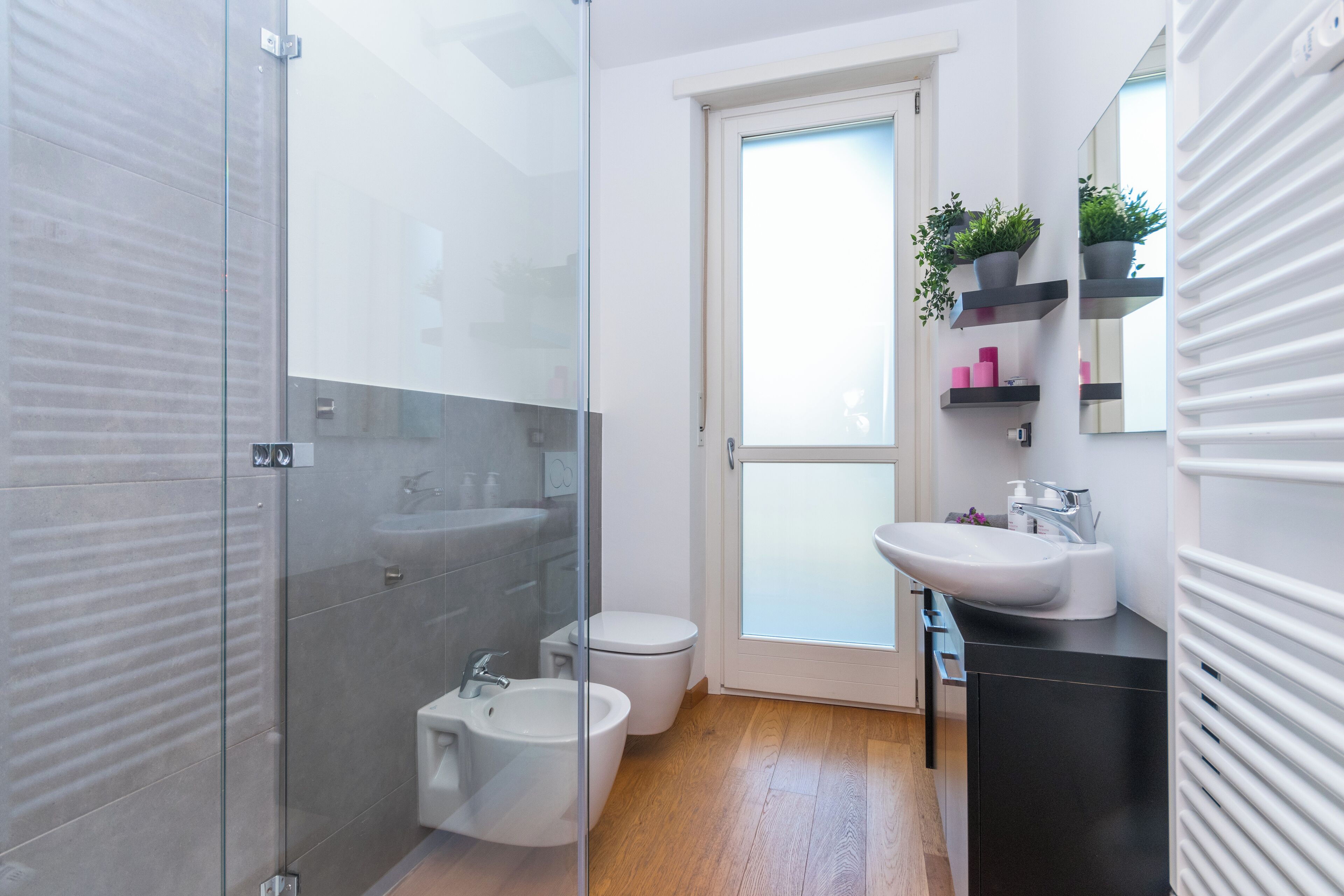 Apartment | Bathroom | Shower, hair dryer, bidet, towels